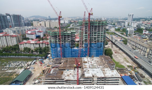 16th May 2019,Kuala Lumpur,Malaysia.Mega\
construction in the middle of Kuala Lumpur city.Industrial\
construction and city\
development.