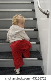 17 Month Old Toddler Boy Climbing Stairs