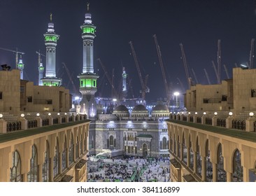 17 October 2015, Masjidil Haram In Mecca Taken From Hilton Hotel Mecca At Night.