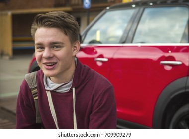 17-18 Years Old Teenager In A City Street Portrait. Real People. Moscow