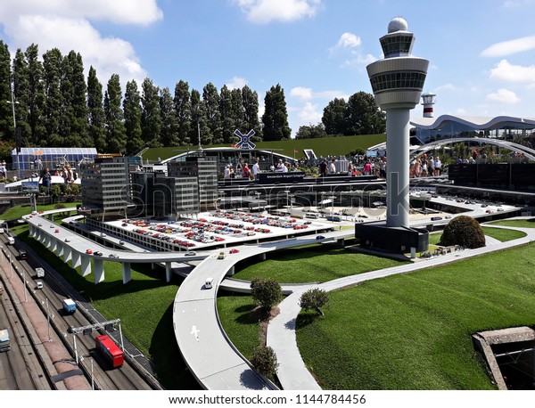 17-July 2018. Miniature attraction park\
Madurodam in The Hague, Netherlands, South Holland,\
Europe.\
Miniature of Schiphol Airport,\
Amsterdam.\
