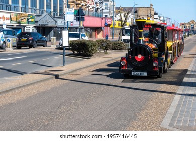 17th April 2021 Great Yarmouth Golden Mile Road Train Attraction With Passengers.