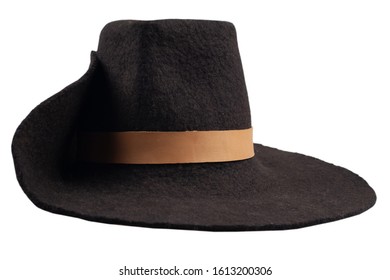 17th century men's vintage hat isolated on white background