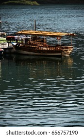 18 July ,2015: Turkey / Sanliurfa - Halfeti.  A Boat In A Lake , Wonderful Scene In Mesopotamia.