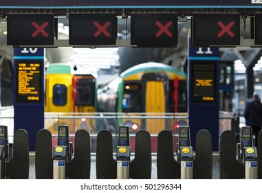 18 OCT 2016, LONDON, UK - Closed Rail Barriers At London Bridge Railway Station