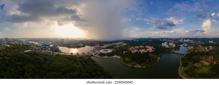 180 Degree Aerial Panorama View Of Putrajaya City