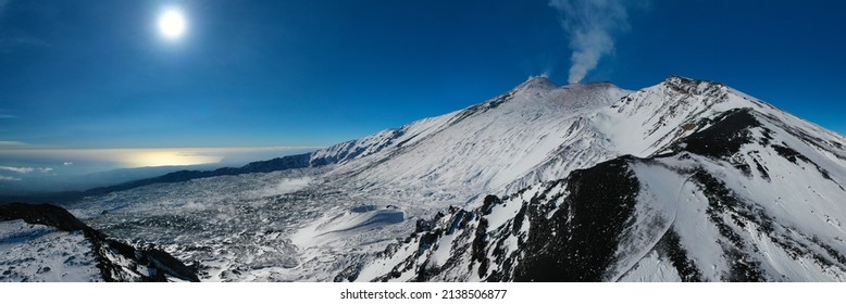 180 Degree Aerial Photo Etna Winter Stock Photo 2138506877 | Shutterstock