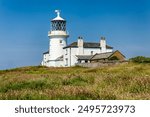 1800s Trinity Lighthouse on the small island of Caldey off the Pembrokeshire coast, Wales