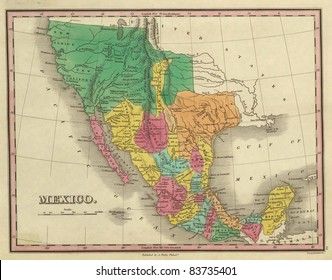 1831 Antique Map Of Texas, California  And Mexico Out Of Copyright