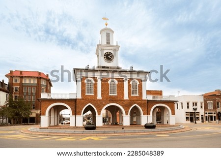 The 1836 two-story brick Market House and Town Hall on Market Square, Fayetteville, North Carolina, USA