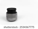 18-45 mm mirrorless kit lens on white isolated background.