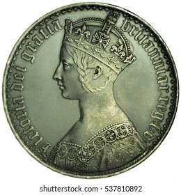 1847 Queen Victoria 'Gothic' Crown. Obverse Of The Coin.