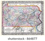 1870 Antique Map of Pennsylvania