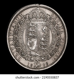 1888 Queen Victoria Half Crown With Patina - Reverse