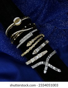 18K Gold and 925 Sterling Silver Bangles and Bracelet Collection Serpent Viper and Snake Design Bracelets