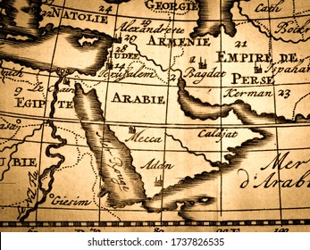 18th Century Antique World Map, Arabian Peninsula - Powered by Shutterstock