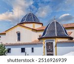 18th century blue-tiled domed roof Parish church of St Jaime the Apostle Benidorm, Costa Blanca, Spain