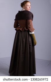 18th Century Woman In Brown Ensemble