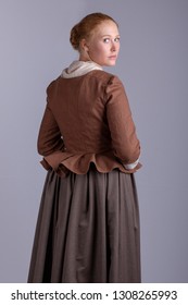 18th Century Woman In Brown Ensemble