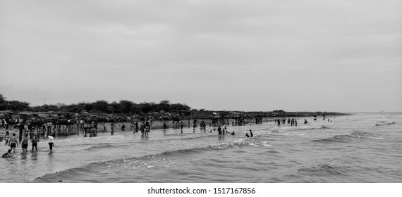 18th Sep 2019 - People Sitting On Dumas Beach In Surat, Gujarat, India And Enjoying Camel Riding And Cool Waves Of The Water