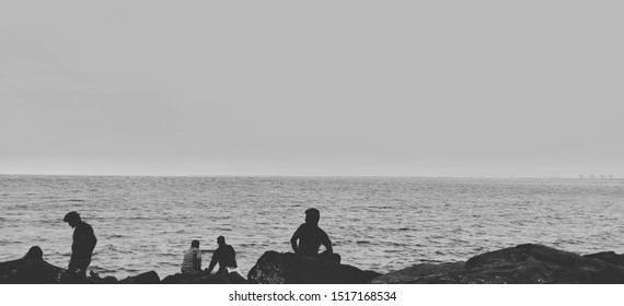 18th Sep 2019 - People Sitting On Dumas Beach In Surat, Gujarat, India And Enjoying Camel Riding And Cool Waves Of The Water