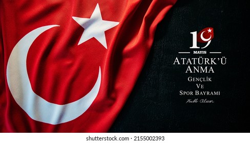 19 mayis, Atatürk'u anma genclik ve spor bayrami. (19 may, Commemoration of Atatürk, Youth and Sports Day.) Celebration background  - Shutterstock ID 2155002393