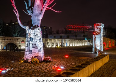 19 November 2017:  Pawiak Prison Museum In Warsaw, Poland