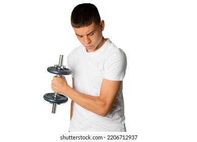 19 Year Old Teenage Boy Doing Bicep Excercises