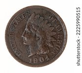 1904 Indian Head Copper One Cent Coin
