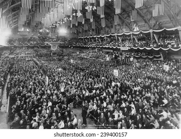 1912 National Progressive Convention Nominated Ex-President Theodore Roosevelt, Whose Third Party Candidacy Split The Republican Vote. Broad View Of Convention Delegates In Chicago. 1912