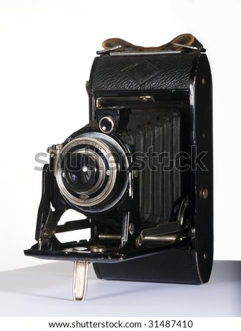 1930s-1940s Folding Camera Isolated on White