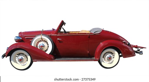 1936 vintage convertible isolated with clipping path