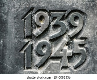 1939 - 1945 - Memorial for Second World War. Numbers of beginning and end of global military conflict