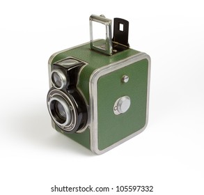 1940s Vintage Camera On A White Background