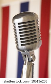 1940s Vintage Radio Microphone Ad 48 Star American Flag At Mid-Atlantic Air Museum World War II Weekend And Reenactment In Reading, PA Held June 18, 2008