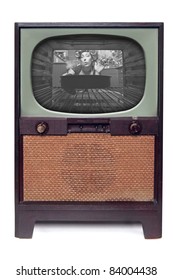 1950 Vintage TV Television  Isolated On White Background