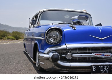 1957 American Classic Car Chevrolet Bell Air at Open Road, Yogyakarta, Indonesia, 28 March 2012 