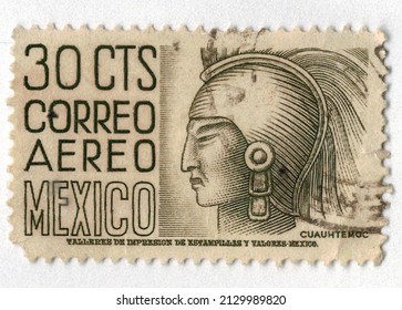 1960 Mexico Postage Stamp, “Cuauhtémoc, Last Aztec Emperor”.