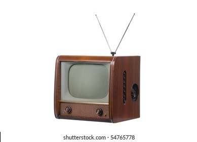 1960's Old Television On A White Background