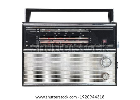 1960s retro radio isolated over white.