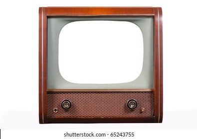 1960's television on a white background with isolated screen