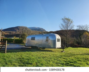 1968 airstream overlander in the north Wales winter sun