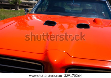 1969 Pontiac GTO Car Hood and Hood Scoops