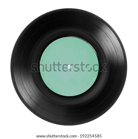 1970s single EP record or analog disc (33 or 45 rpm / 7 inch), isolated on white. 