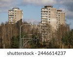 1970s USSR Soviet Brezhnevka style panel apartment buildings in Virsuliskes distric, Vilnius, Lithuania