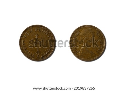 1971. half penny coin depicting Queen Elisabeth II