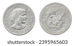 1979 P FG Susan B. Anthony Dollar front and back side. First circulating US coin to feature a woman, produced 79-81 and 99. Depicts suffragist Susan B. Anthony. Perfect for Women Rights discussions. 
