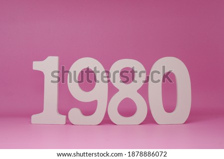 1980 ( nineteen-eighties) Isolated pink Background with Copy Space - culture society and history