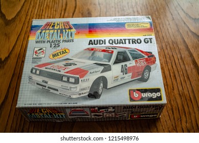 1980s Audi Italian Toy Car Kit With Metal Pieces. Kitchen Wood Table Inside A Private Apartment. Italy Europe