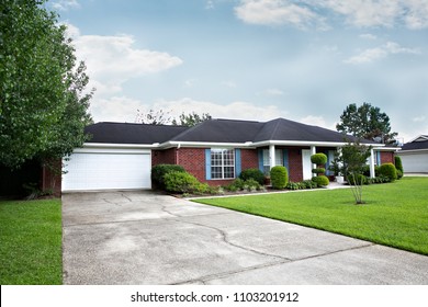 1980's Brick Ranch House In The Suburbs